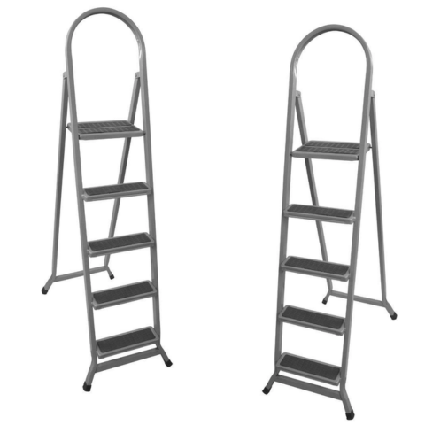 ESCADA RETANGULAR 5 DEGRAUS PRATA PRETO (1PÇ)-UTILAÇO