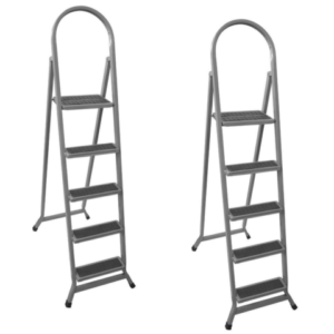 ESCADA RETANGULAR 5 DEGRAUS PRATA PRETO (1PÇ)-UTILAÇO