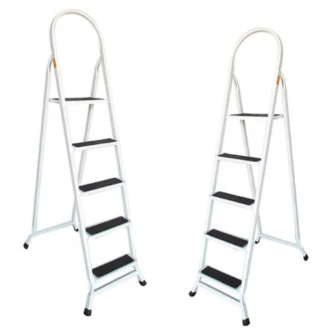 ESCADA RETANGULAR 5 DEGRAUS BRANCO PRETO (1PÇ)-UTILAÇO
