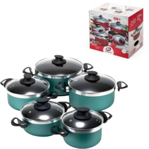 CJ.CAÇAROLAS 05 PÇS TURQUESE PLUS T.V (2CXS)-MARCOLAR
