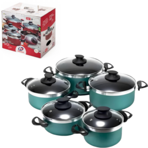 CJ.CAÇAROLAS 05 PÇS TURQUESE PLUS T.V (2CXS)-MARCOLAR