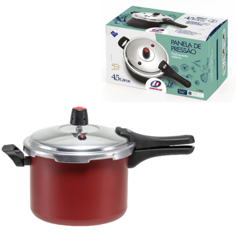 PANELA DE PRESSÃO 4,5LTS FECHAMENTO EXTERNO ROUGE (3PÇS)-MARCOLAR