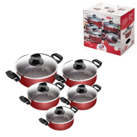 CJ.CAÇAROLAS 05 PÇS ROUGE PLUS T.V (2CXS)-MARCOLAR